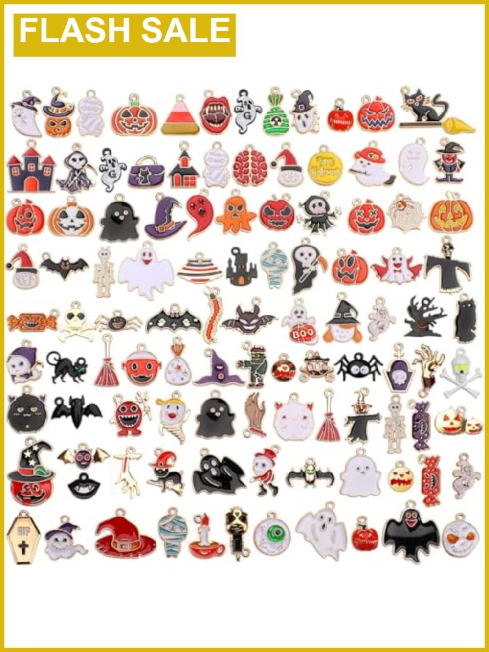 110Pcs Halloween Charms Gold Enamel Jewelry Making DIY Crafts